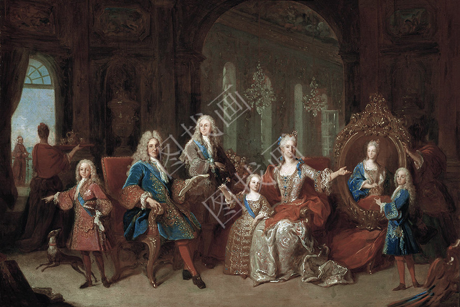 La Familia de Felipe V, hacia 1723, óleo sobre lienzo, 44 x 65 cm. Museo del Prado (Madrid, España).